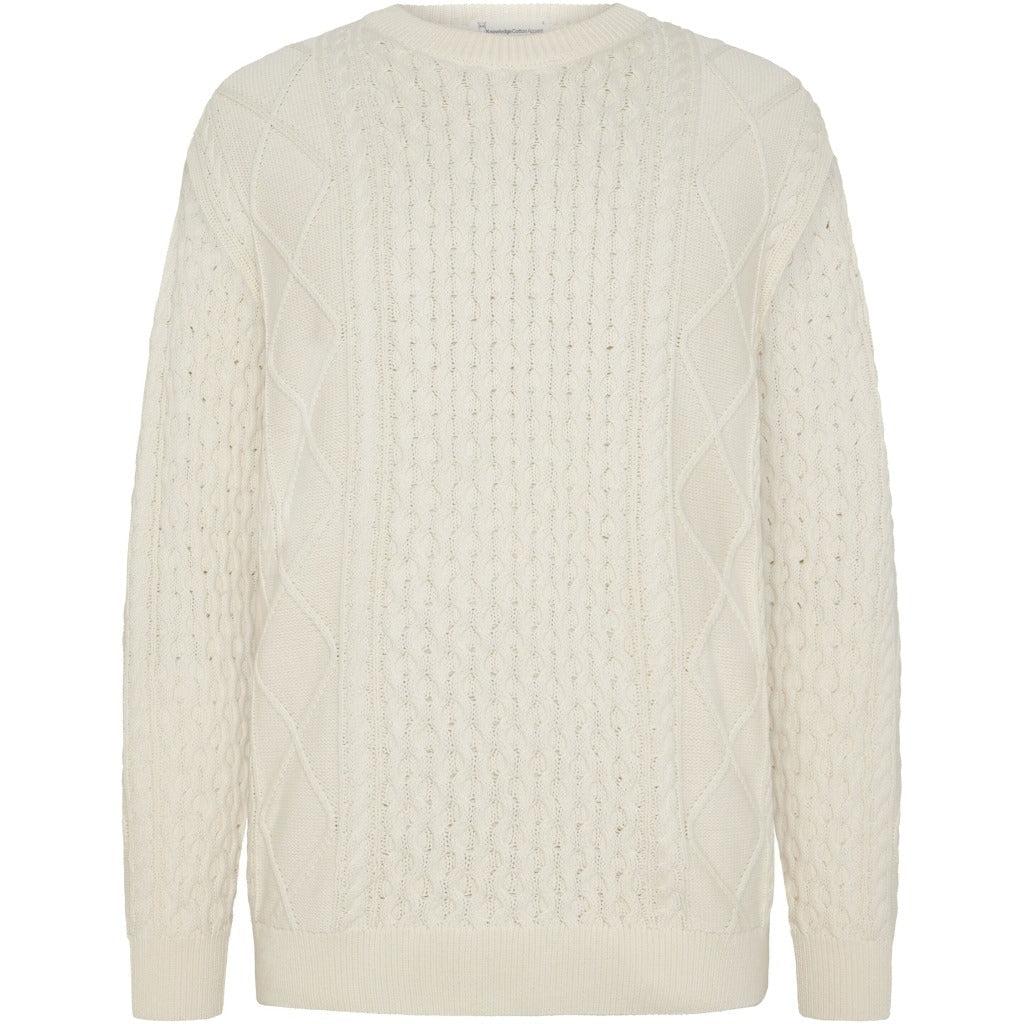 organic cotton cable knit gots - egret