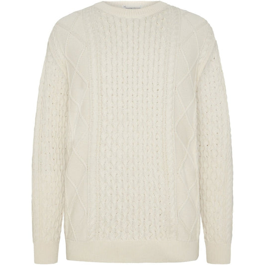organic cotton cable knit gots - egret