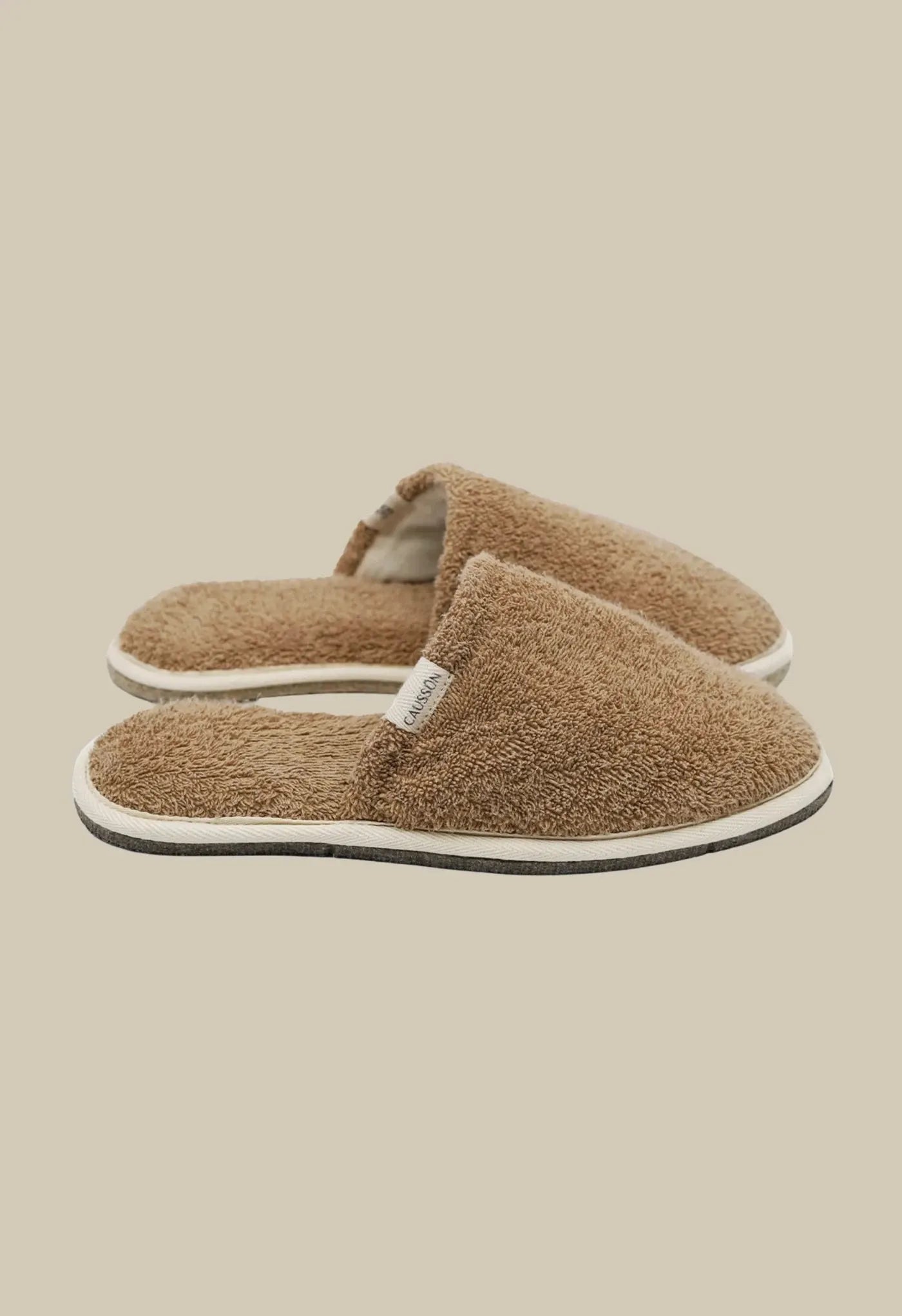 Chaussons en éponge et laine recyclée | marron "simone eponge moka"