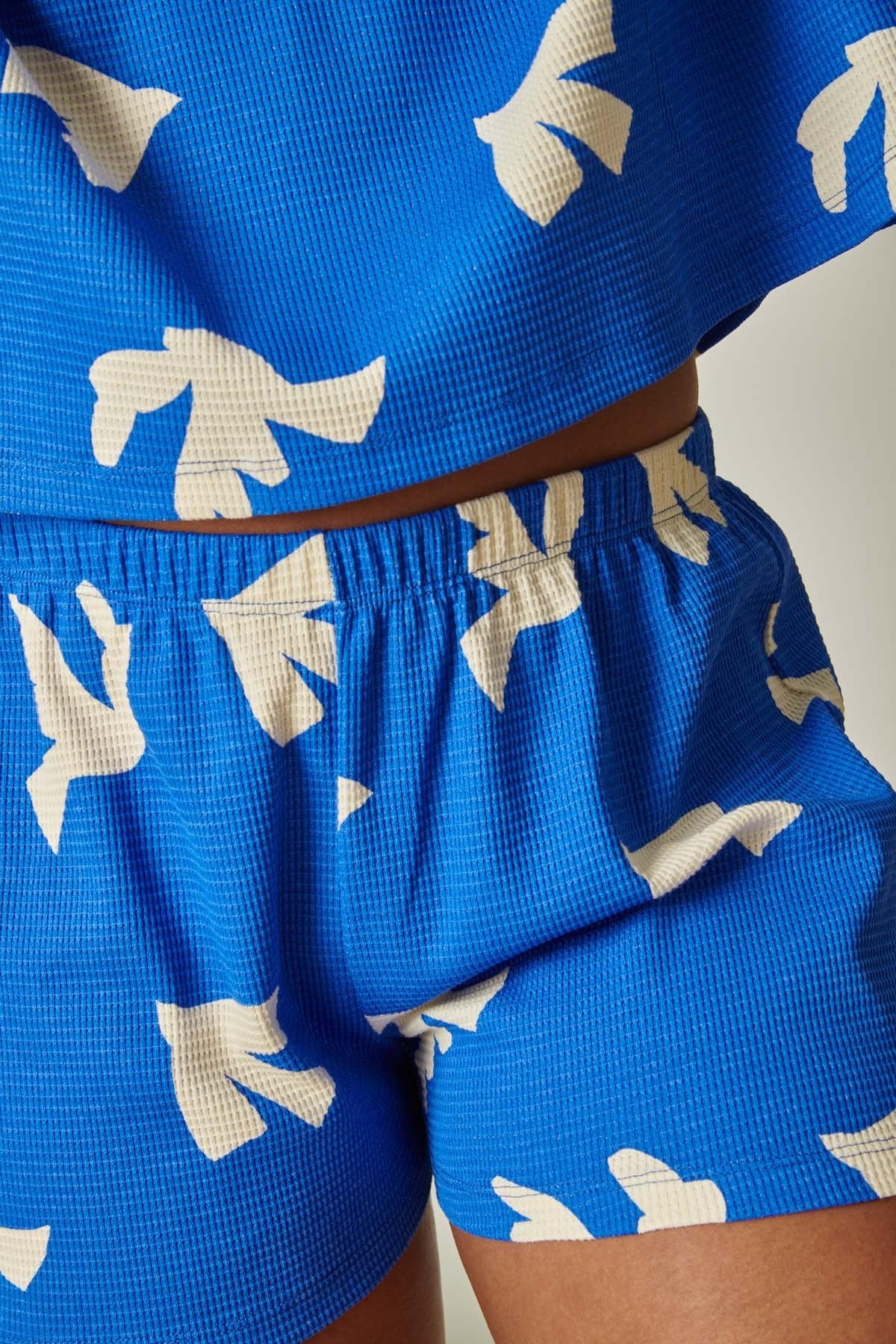 Pyjama gaufré en coton bio | bleu "colomba"