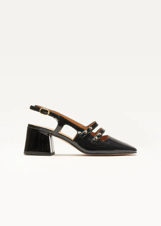 Sandales & Espadrilles en cuir | noir 'Soline - cuir vernis noir'