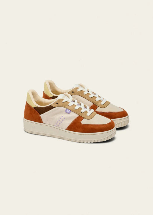 Baskets en cuir certifié | multicolor "baskets basses maxence f - brique-écru-beige"