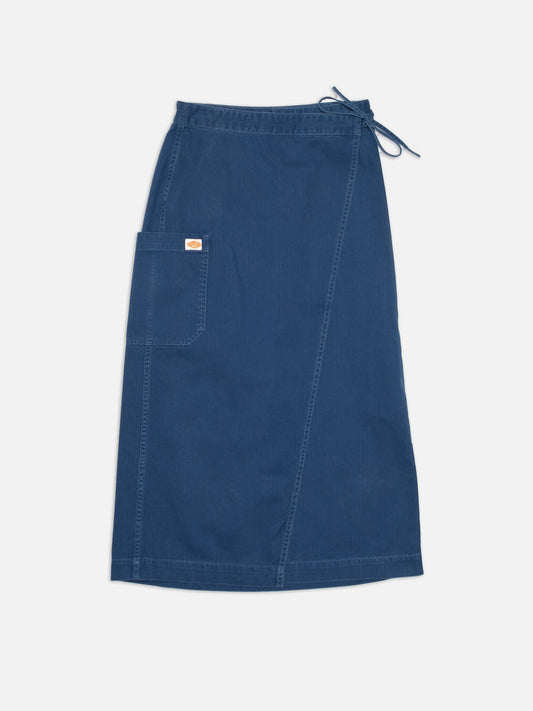 Jupe portefeuille en coton bio | bleu chevrons "irma skirt herringbone - blue"
