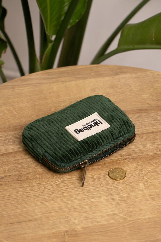 Porte-monnaie en coton biologique | vert "lili velours sapin"