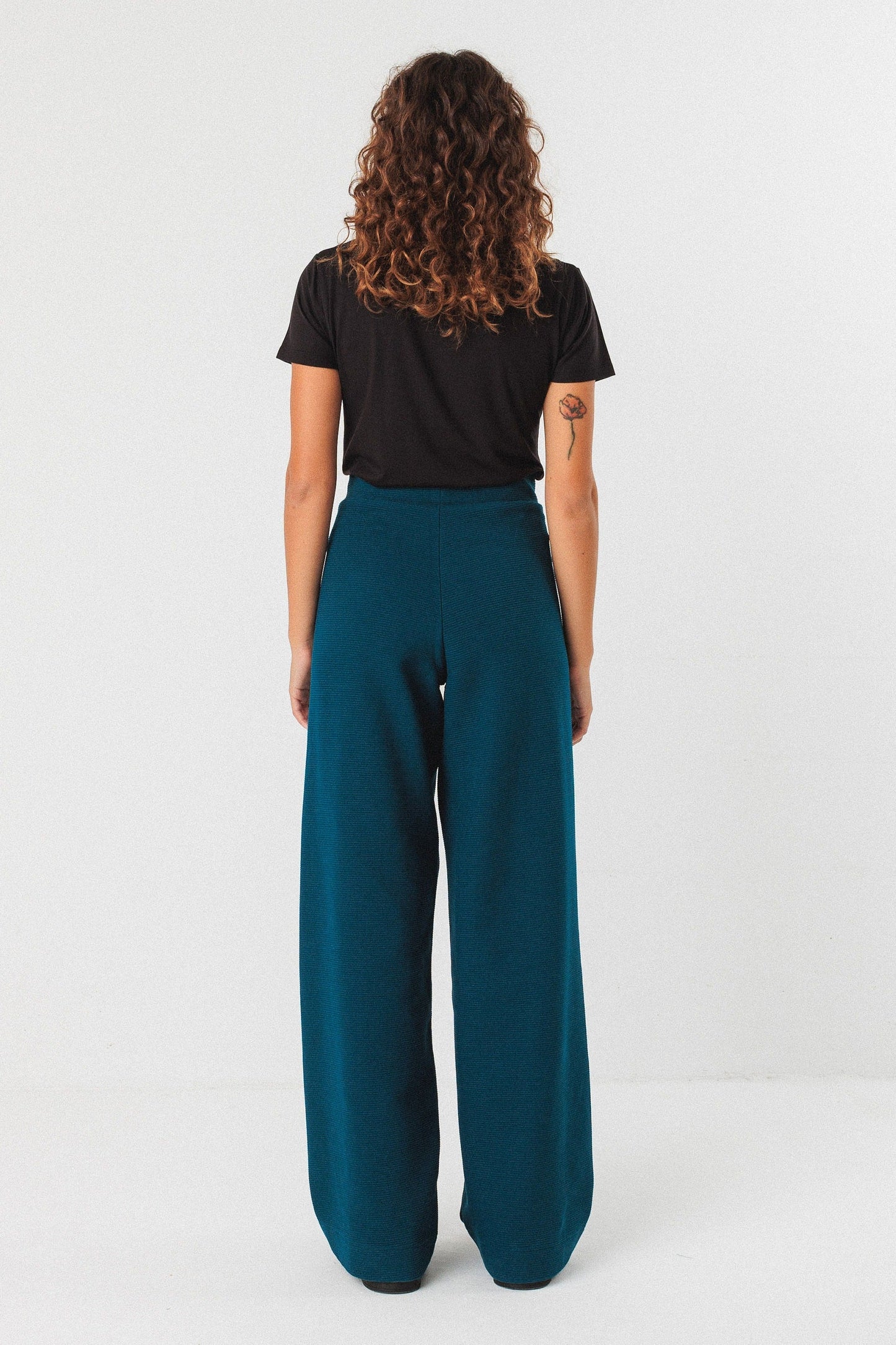 pantalon large en coton bio | bleu 'asua bleu oxford'