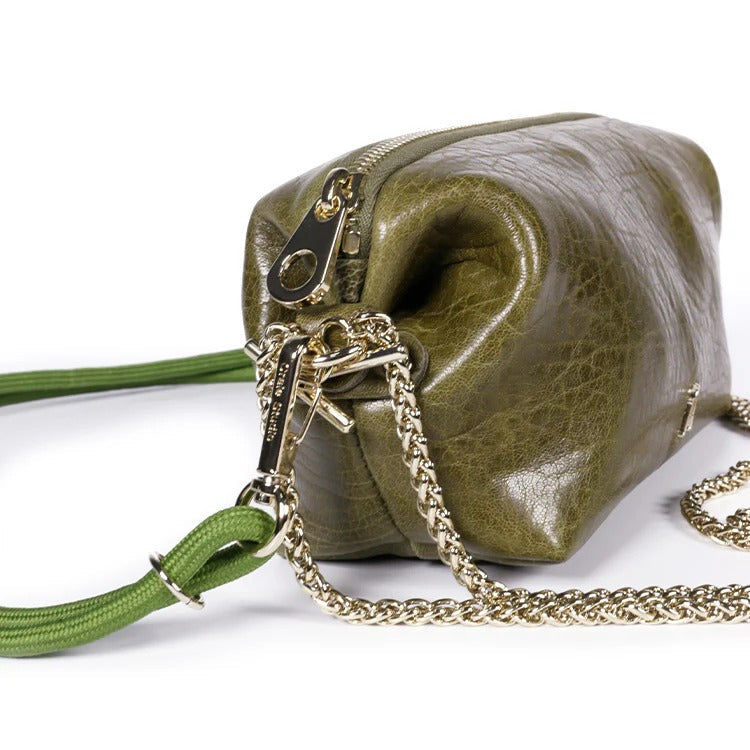 Sac à main cuir tannage végétal | vert "nuage - bubble olive"