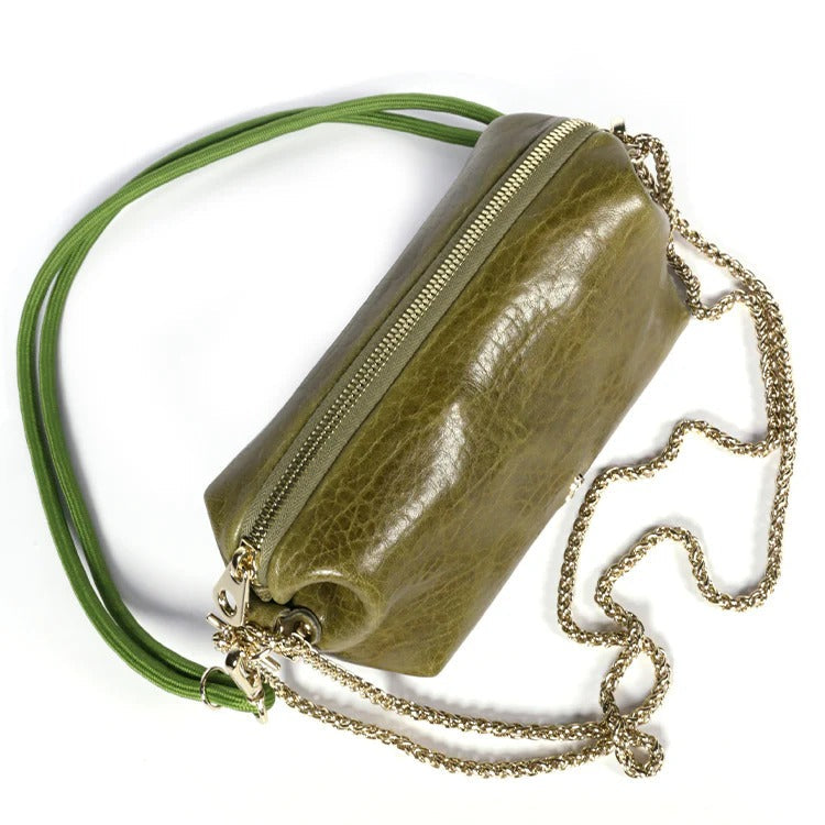 Sac à main cuir tannage végétal | vert "nuage - bubble olive"