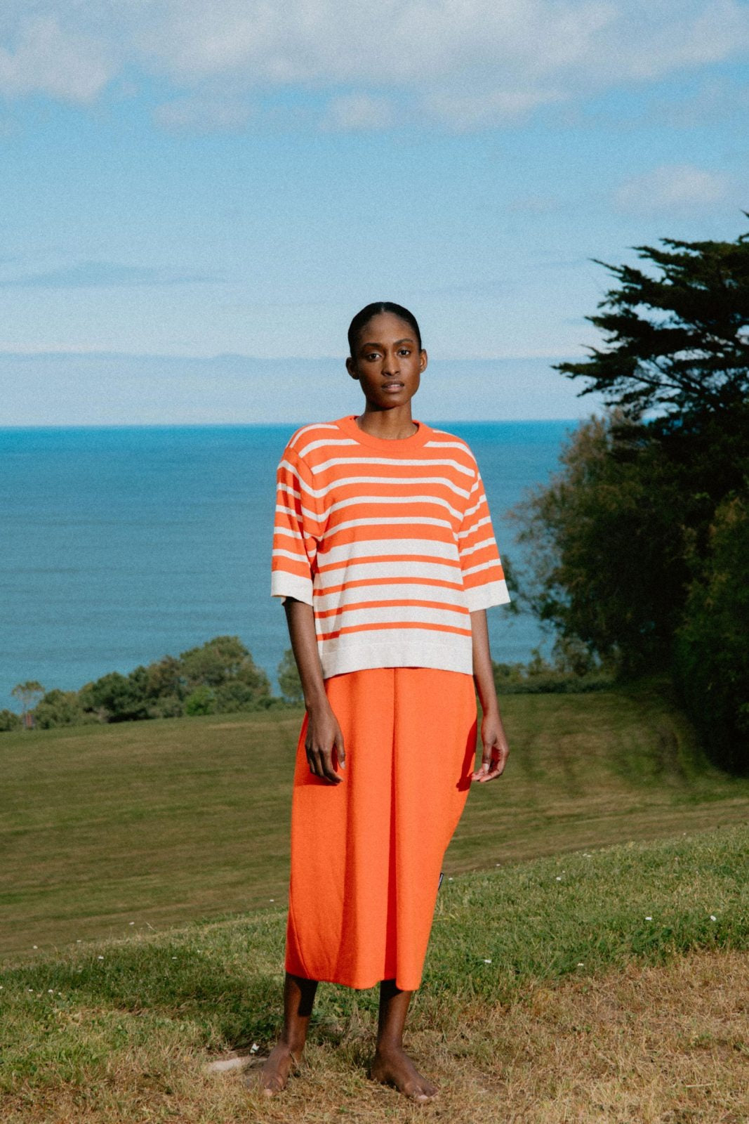 Top maille en coton bio | orange "leuneta - coral"