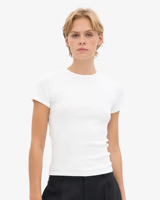 T-shirt côtelé en coton biologique | blanc "organic rib ss t-shirt - optical white"