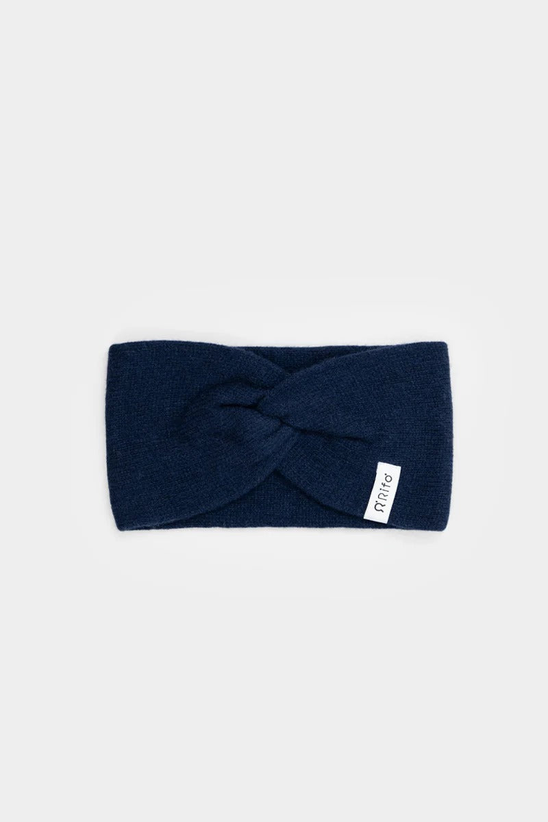 Bandeau en cachemire recyclé | marine "fascia nadia - blu mora"