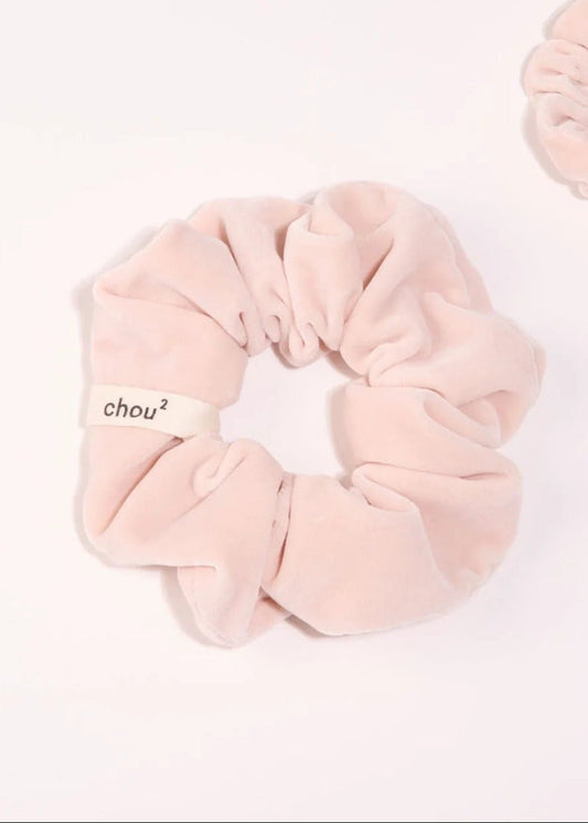 chouchou en velours upcyclé | rose poudré