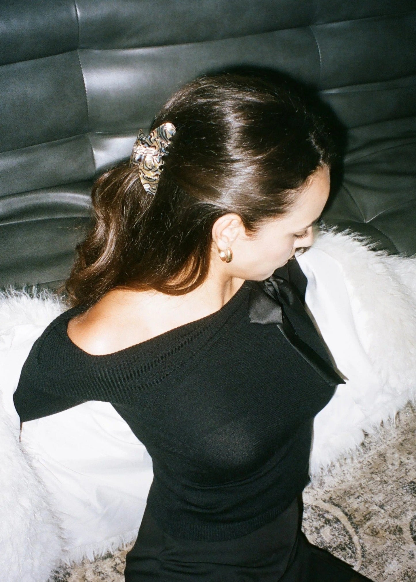 Pince à cheveux en acétate biosourcé | doré "bff - golden hour"