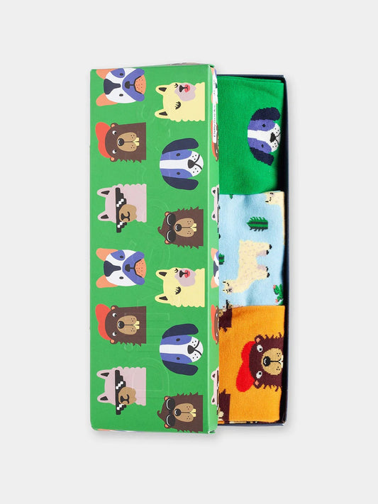 Pack 3 paires de chaussettes en coton bio | multicolore "paws & friends"