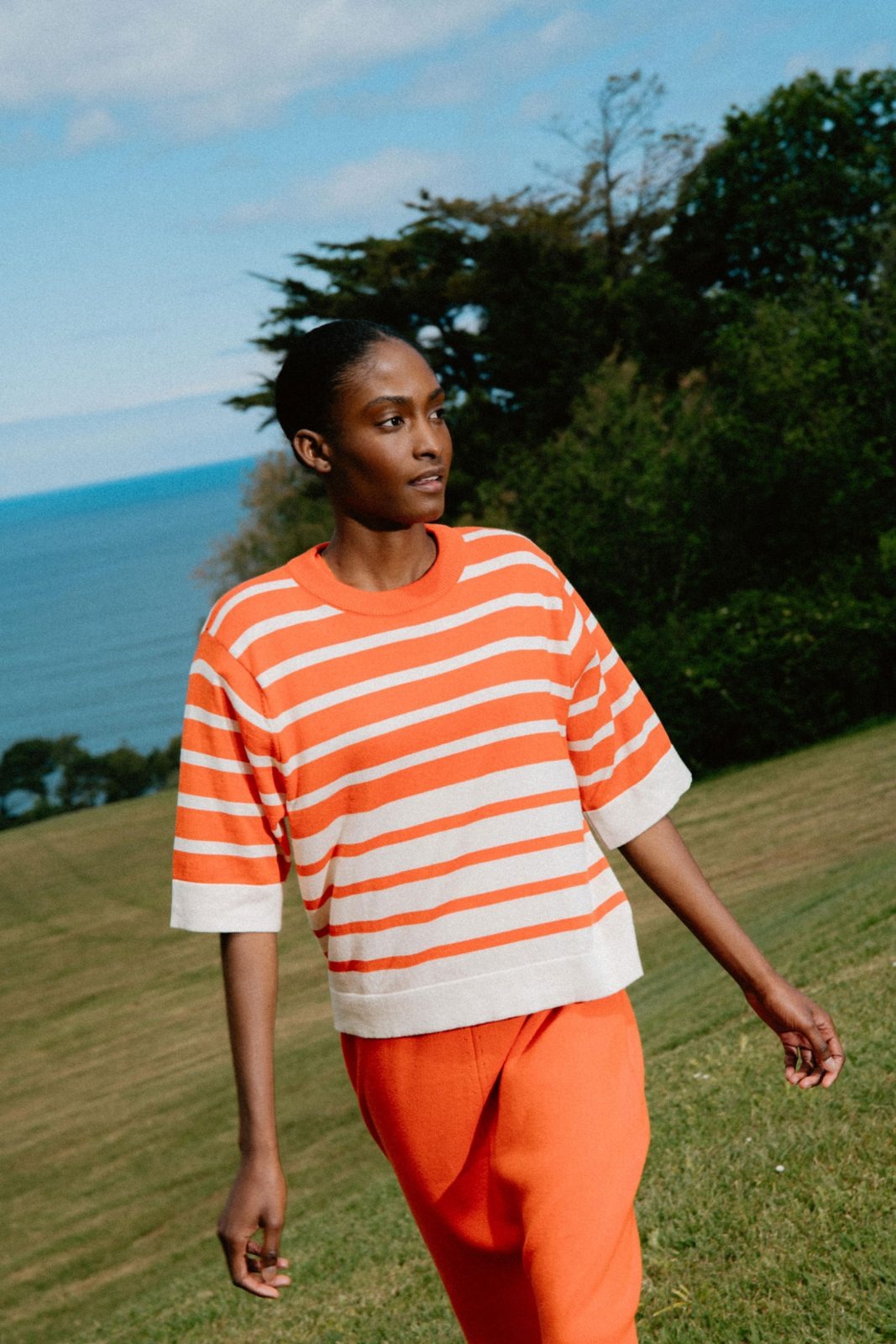 Top maille en coton bio | orange "leuneta - coral"