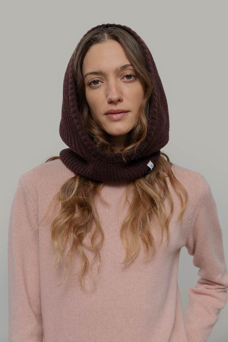 Cagoule en cachemire recyclé | marron "marika - Brown caffè"