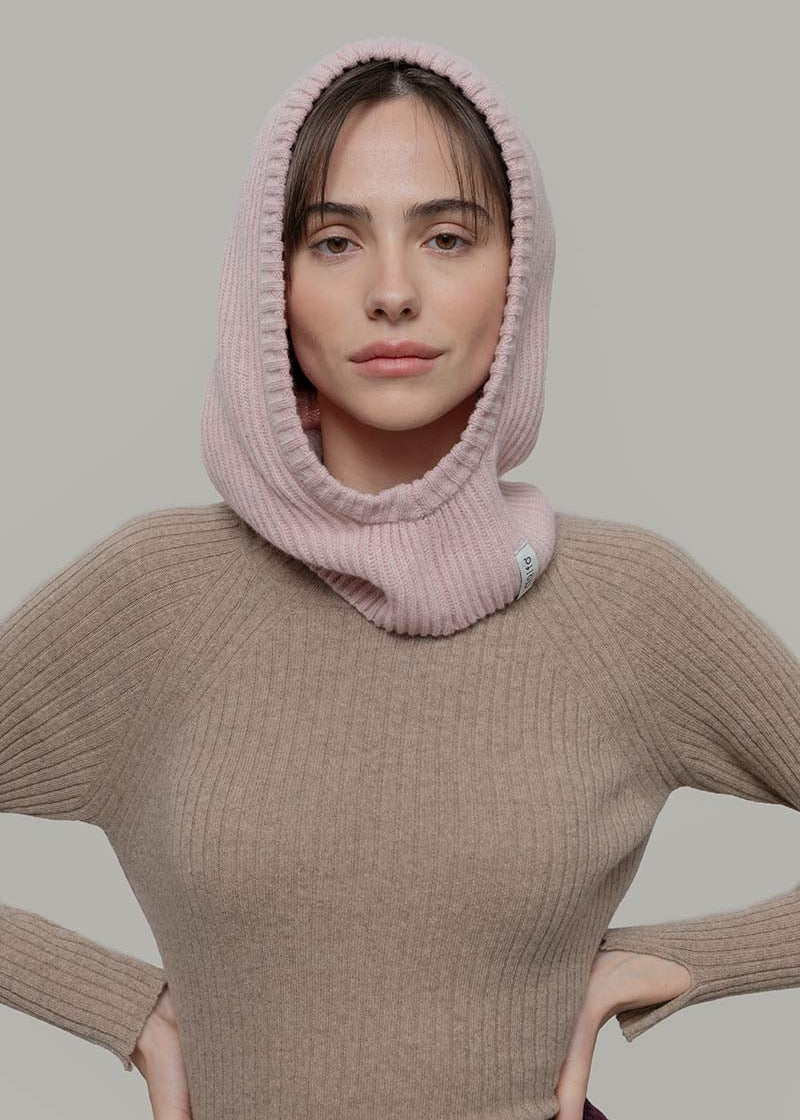 Cagoule en cachemire recyclé | rose "marika - rosa blush"