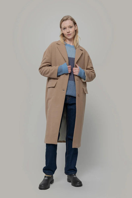 Manteau long en laine recyclée | beige "cappotto lana mara beige cammello"