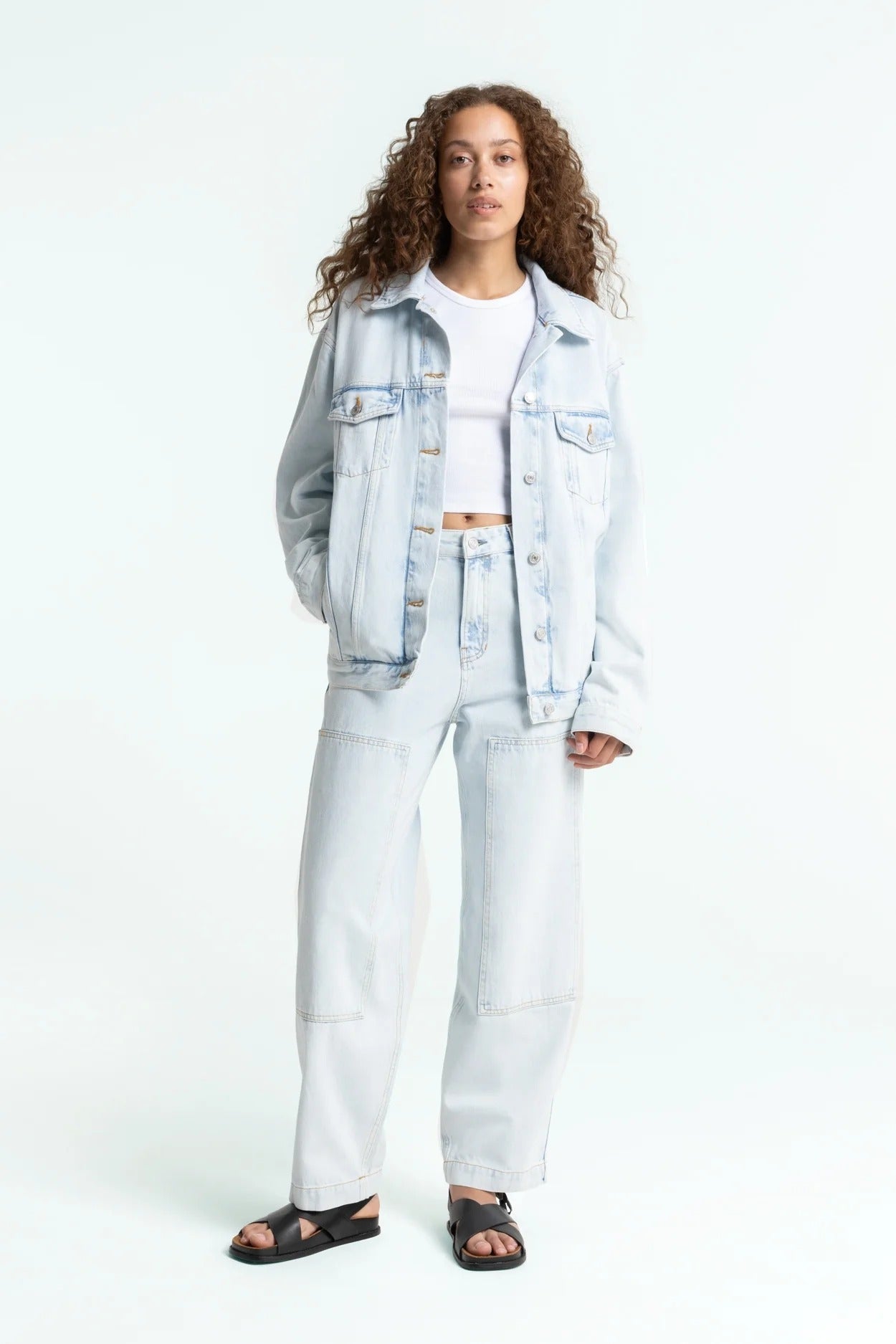 Jean ballon en coton biologique | blanc "leyda - chase super light marble"