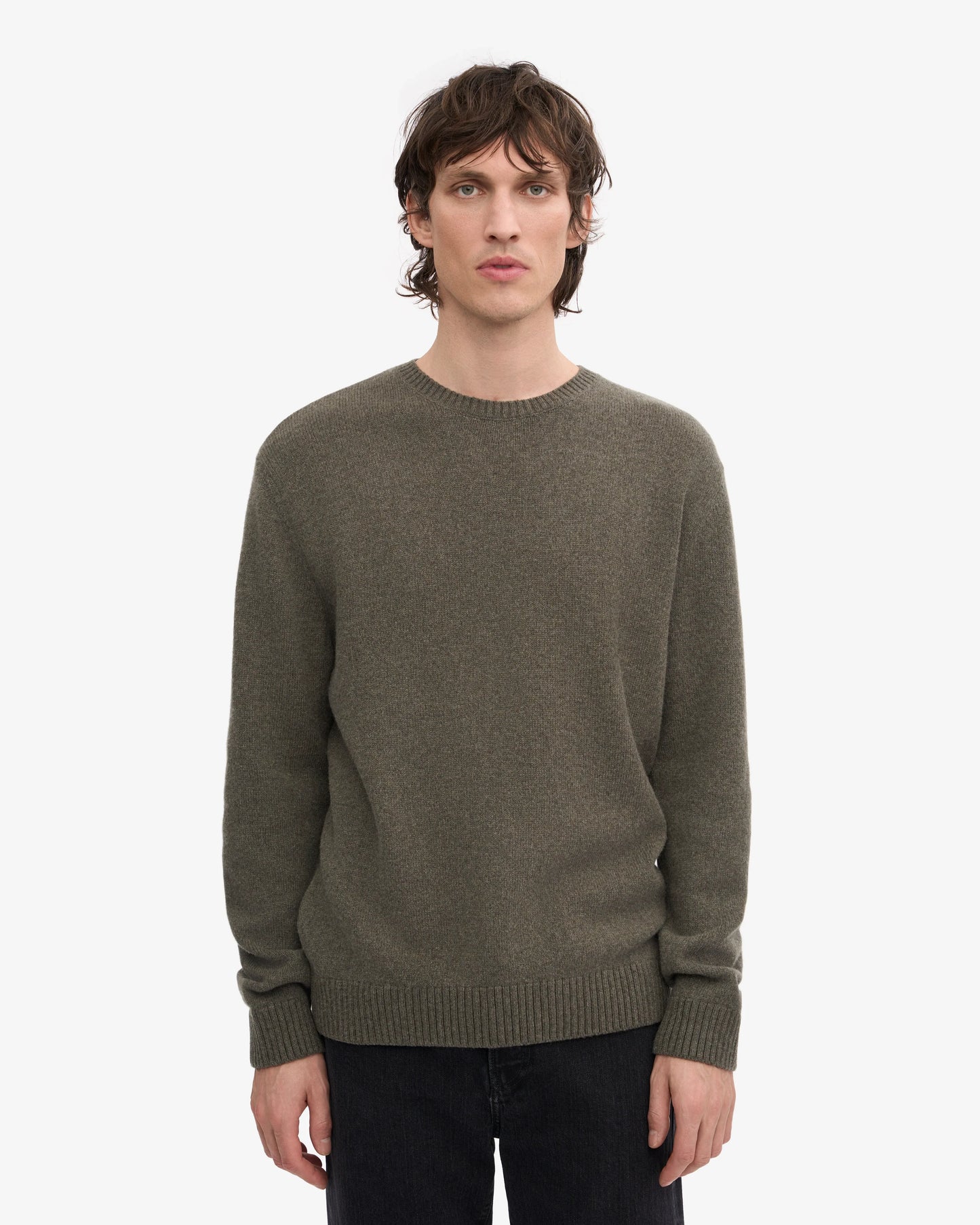 Pull en laine mérinos recyclée | kaki "dusty olive"
