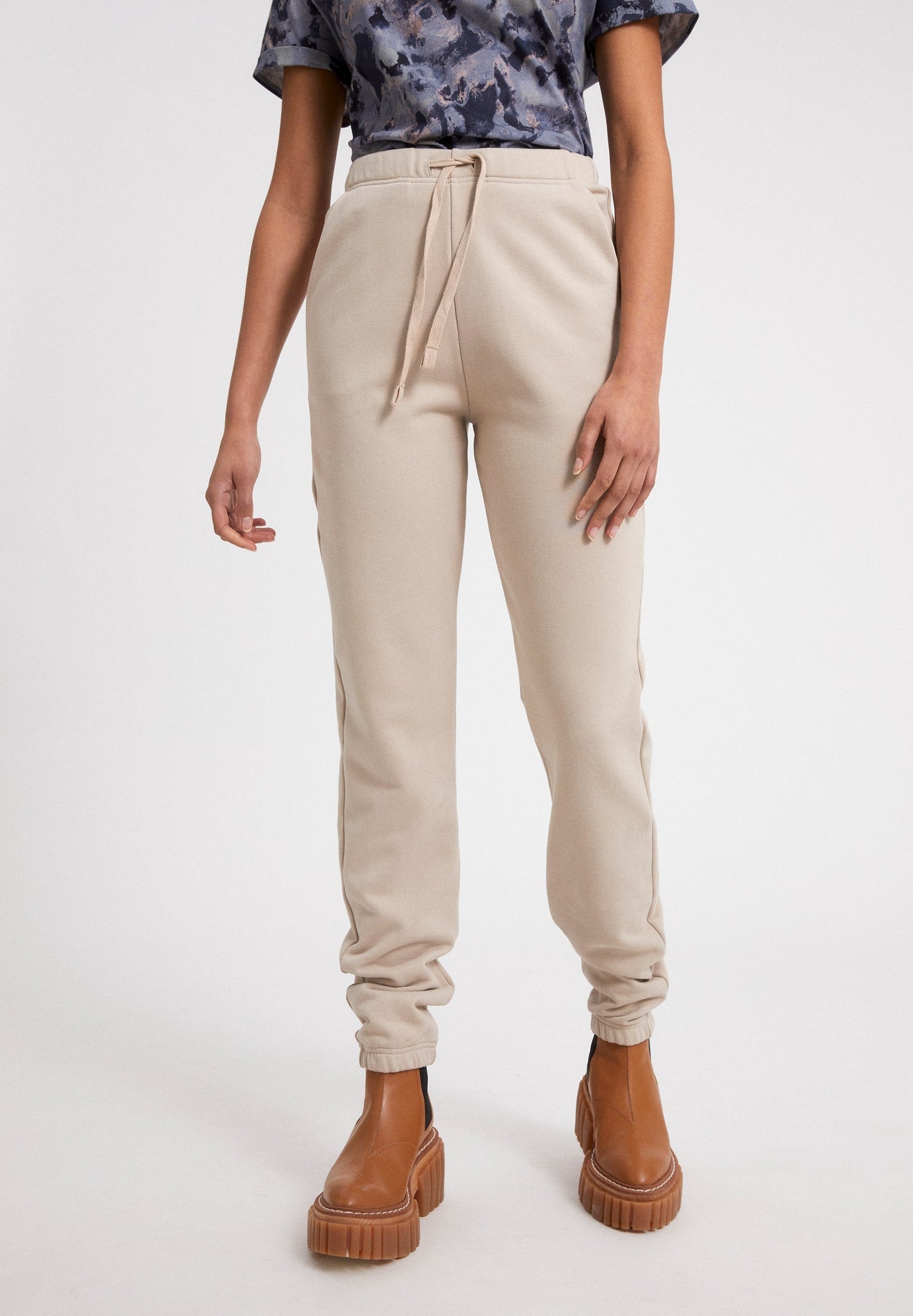 Pantalon de jogging beige en coton bio - IVAA light desert