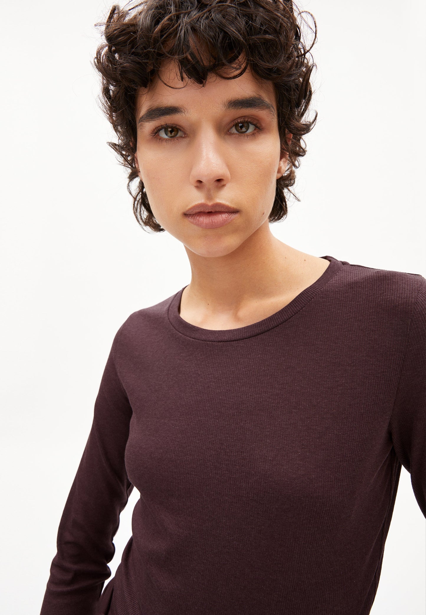 T-shirt manches longues prune en tencel et coton bio - jaaleaa fudge