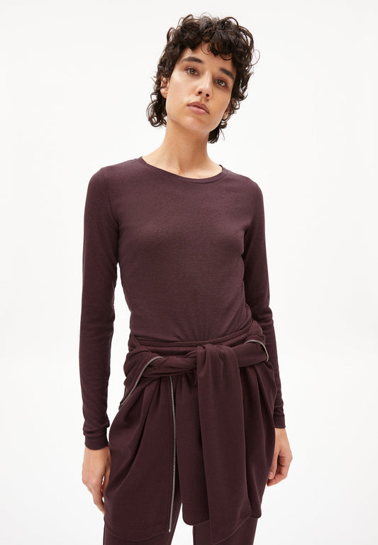 T-shirt manches longues prune en tencel et coton bio - jaaleaa fudge