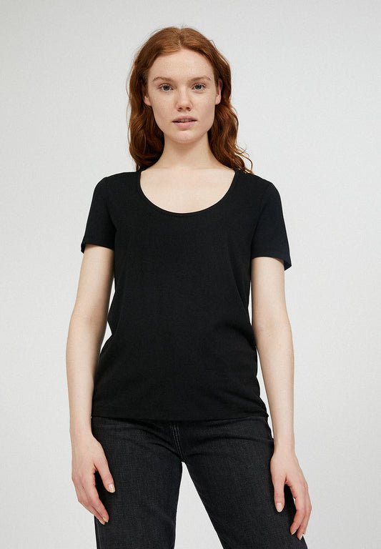T-shirt col rond noir en tencel et coton bio - JAALILA