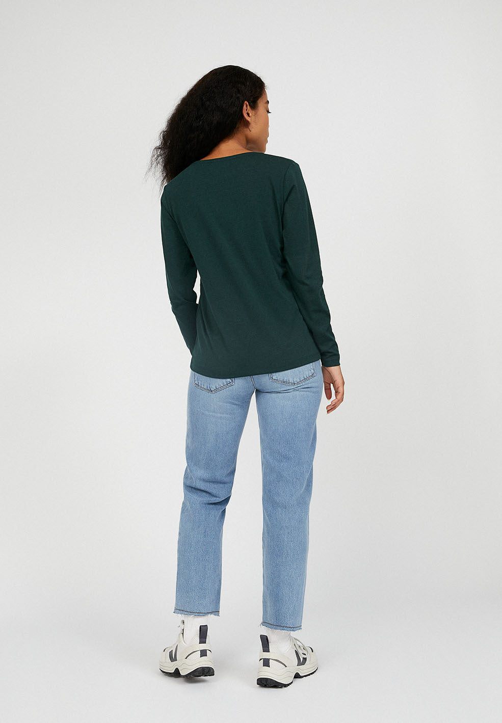 T-shirt manches longues vert bouteille en tencel et coton bio - JAMAAL