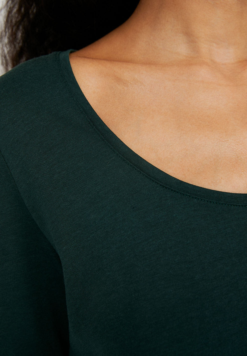 T-shirt manches longues vert bouteille en tencel et coton bio - JAMAAL