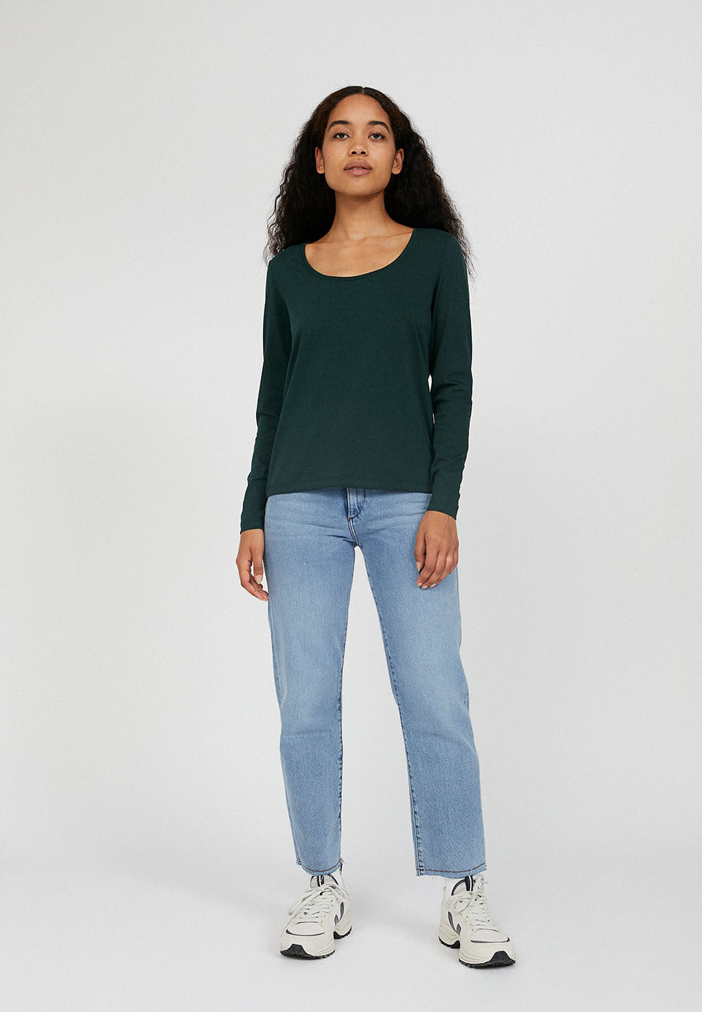 T-shirt manches longues vert bouteille en tencel et coton bio - JAMAAL