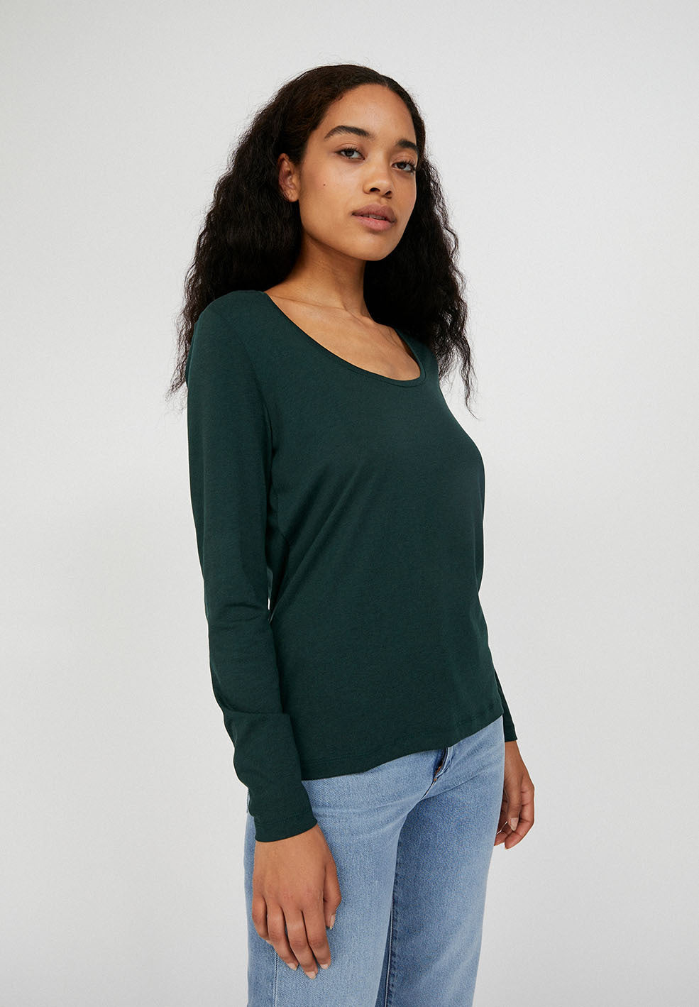T-shirt manches longues vert bouteille en tencel et coton bio - JAMAAL