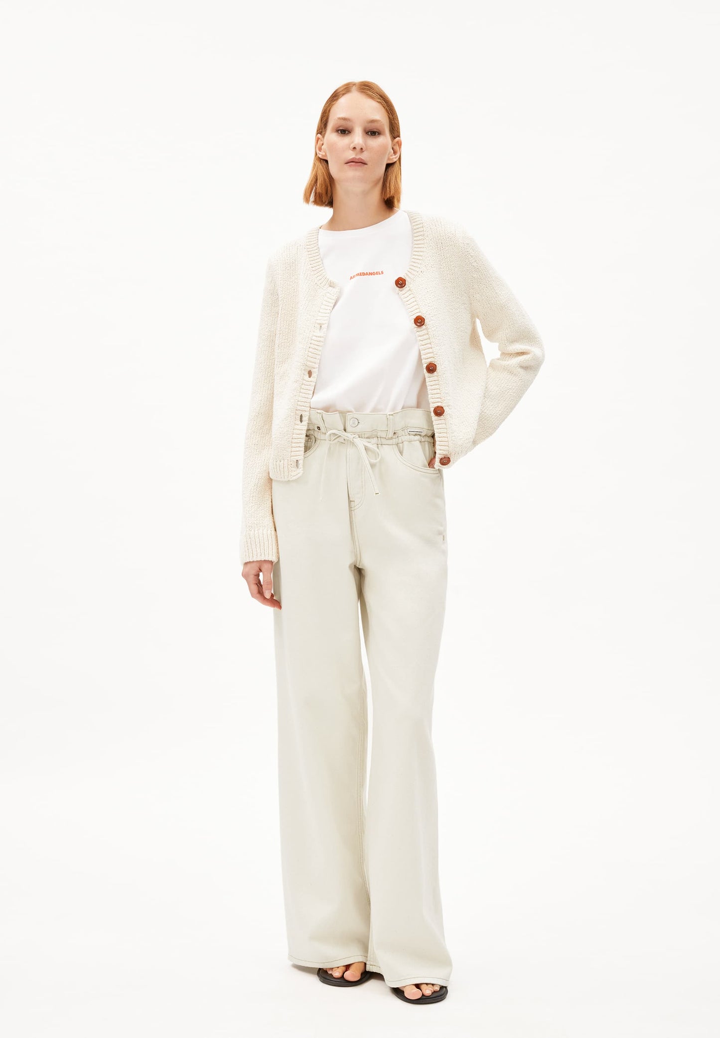 Gilet maille en coton bio | beige "jamiraa - oatmilk"