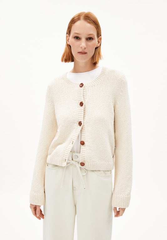Gilet maille en coton bio | beige "jamiraa - oatmilk"