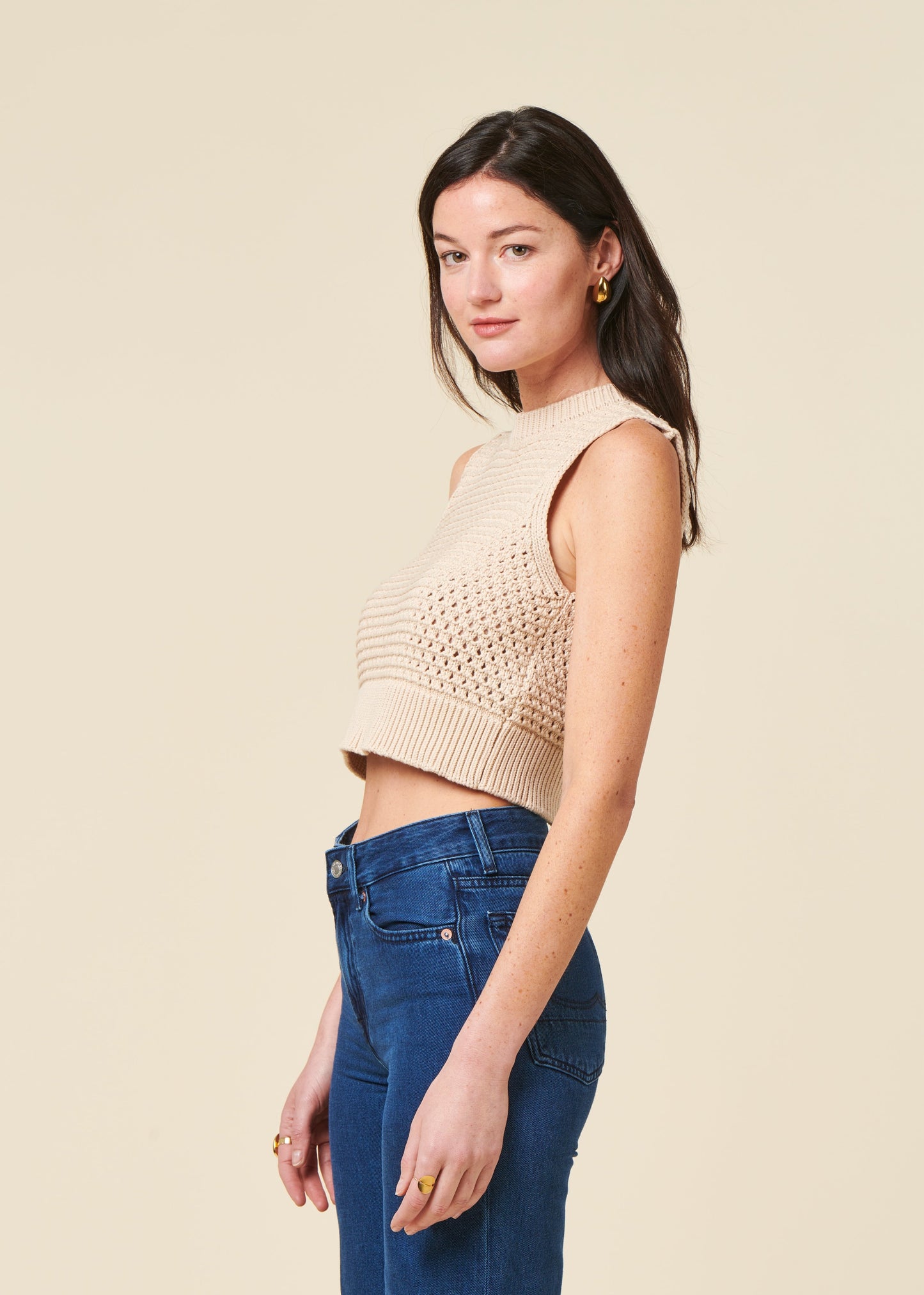 Top maille en coton biologique | beige "knit vest - natural beige"