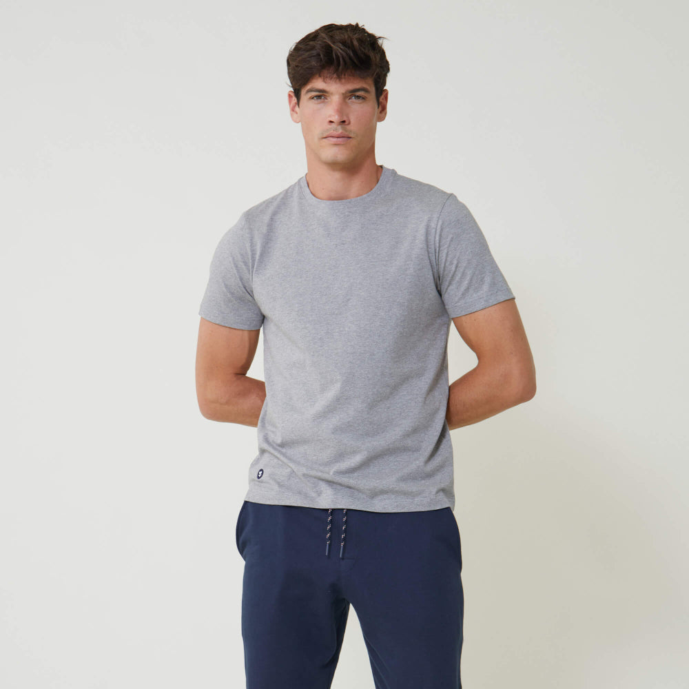 T-shirt gris en coton bio - jean plus - gris chine