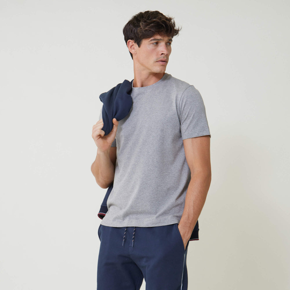 T-shirt gris en coton bio - jean plus - gris chine