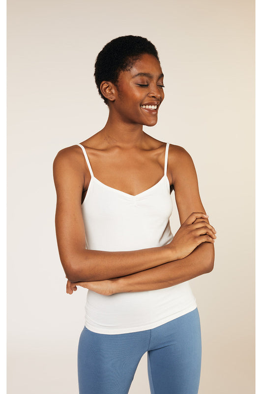 Débardeur col V blanc en coton bio - jemma camisole top white