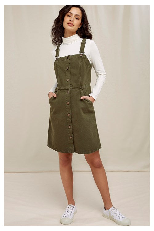 Robe salopette kaki en coton bio - Jerrika