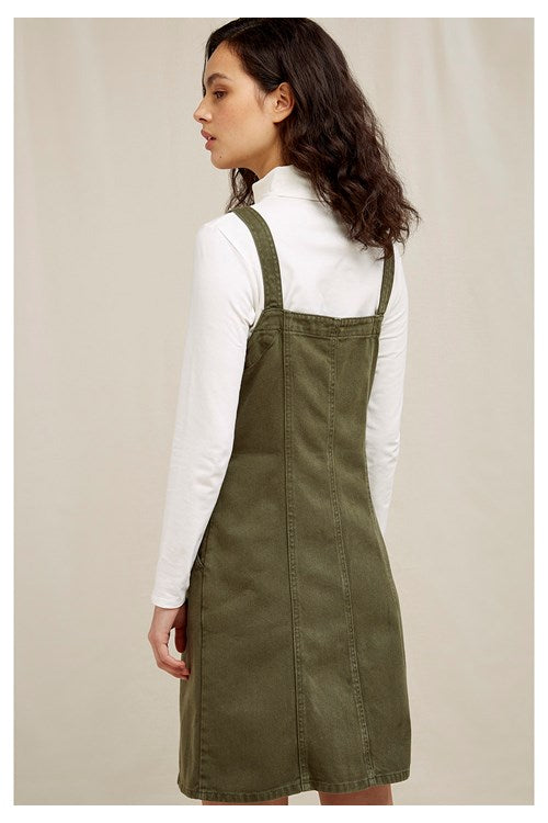 Robe salopette kaki en coton bio - Jerrika