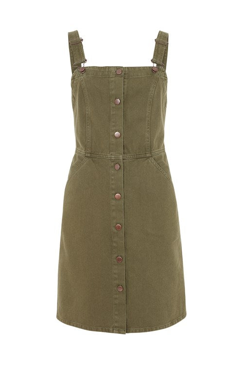 Robe salopette kaki en coton bio - Jerrika