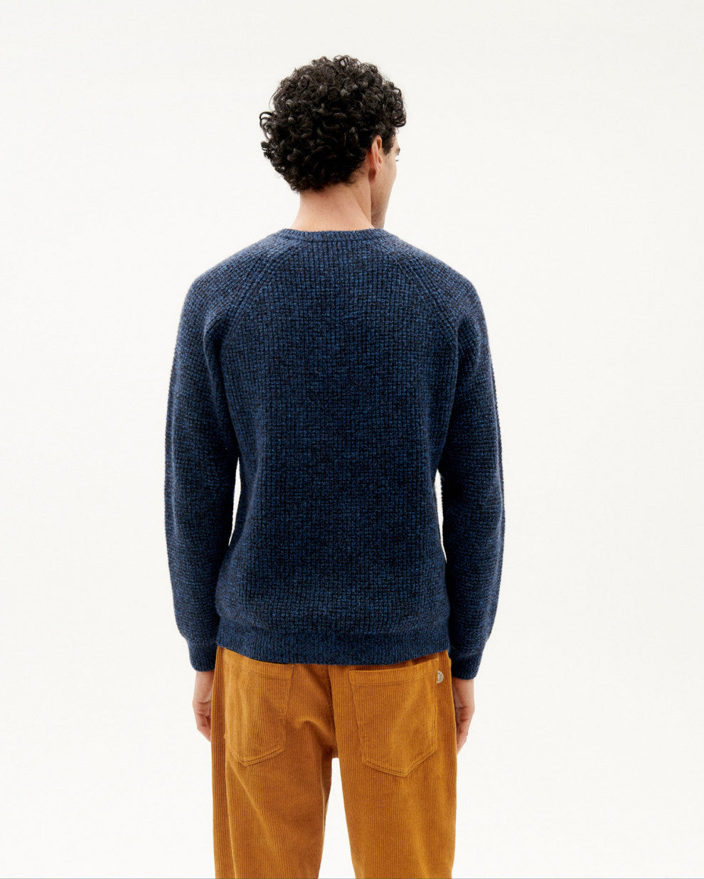 Pull col rond marine en laine certifiée - anteros navy