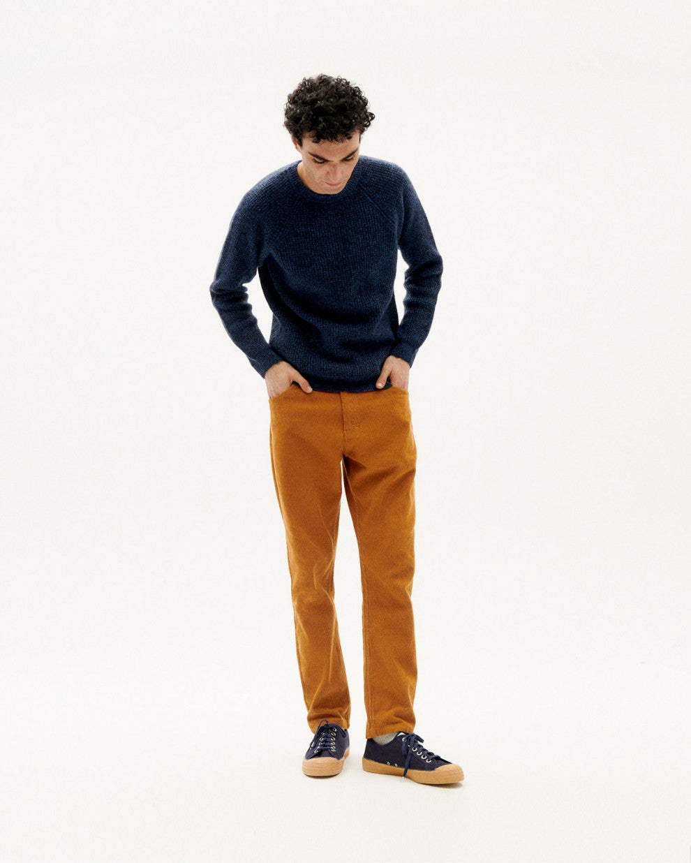 Pull col rond marine en laine certifiée - anteros navy