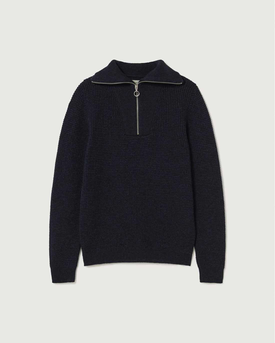 Pull cammionneur en maille de laine certifiée | marine "navy helio knitted sweater"