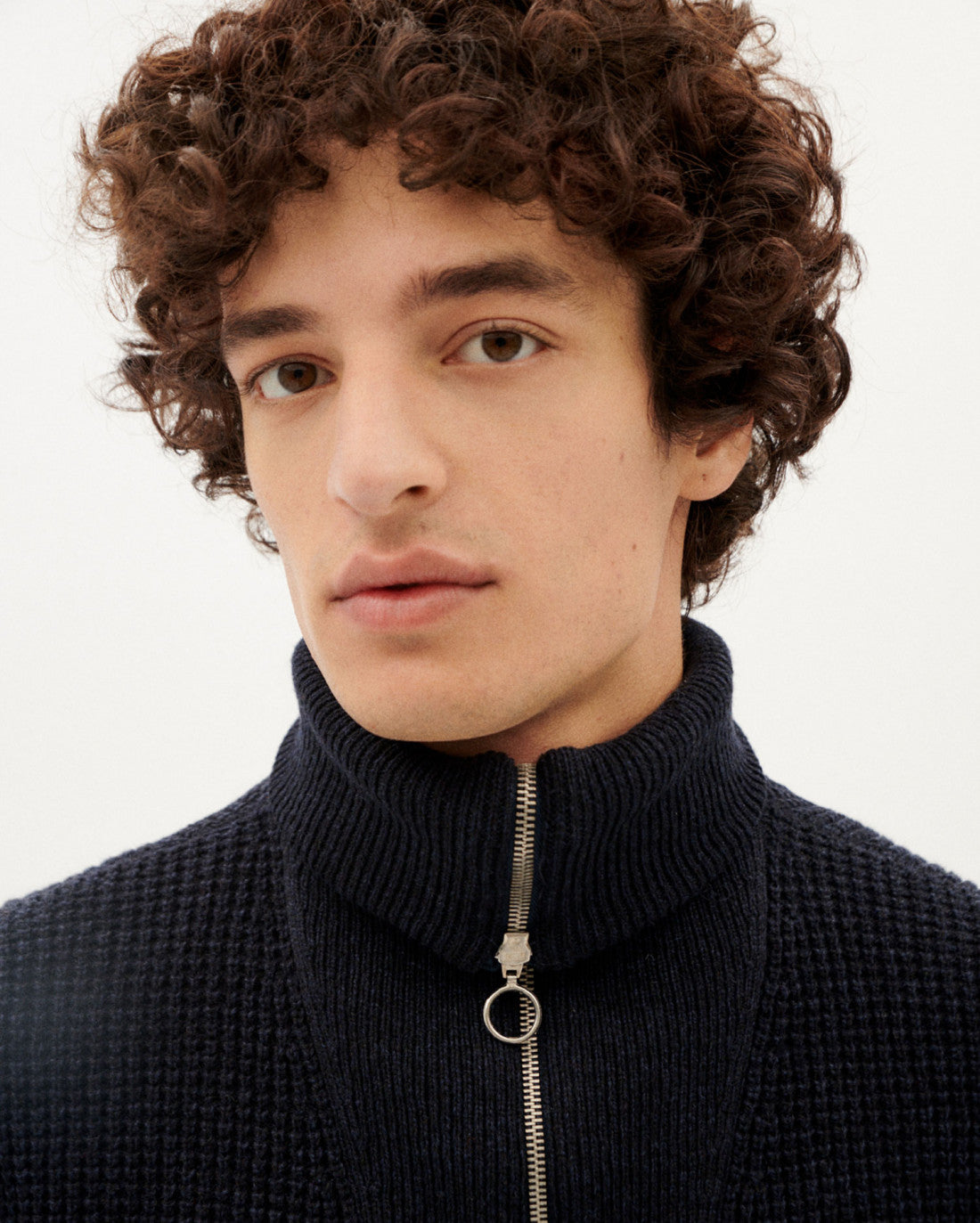 Pull cammionneur en maille de laine certifiée | marine "navy helio knitted sweater"