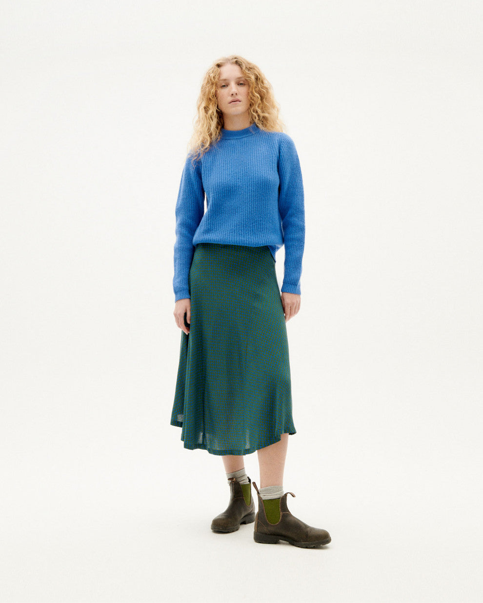 Pull maille bleu ciel en laine certifiée - blue hera knitted sweater