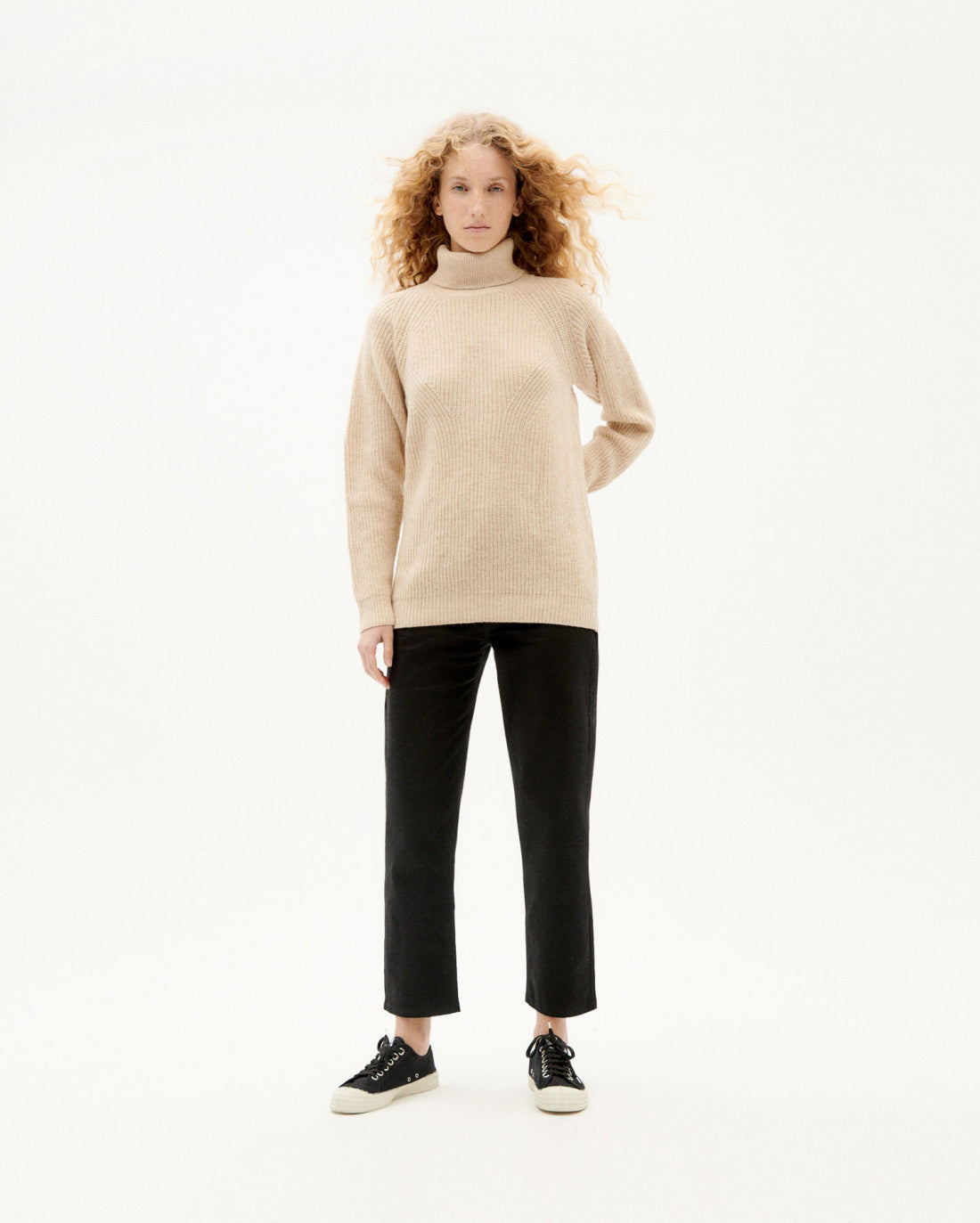 Pull col roulé beige en laine certifiée - matilda beige