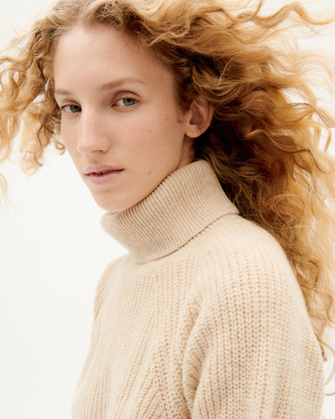 Pull col roulé beige en laine certifiée - matilda beige