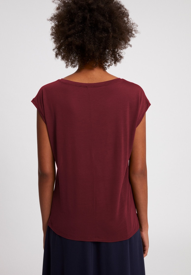 T-shirt léger rouge en tencel et coton bio - Jilaa ruby red