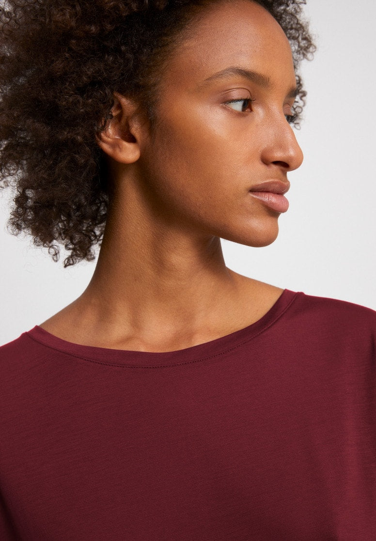 T-shirt léger rouge en tencel et coton bio - Jilaa ruby red