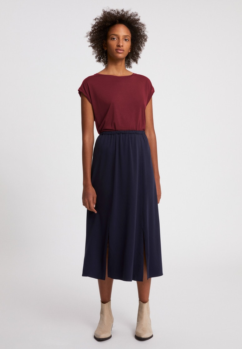 T-shirt léger rouge en tencel et coton bio - Jilaa ruby red